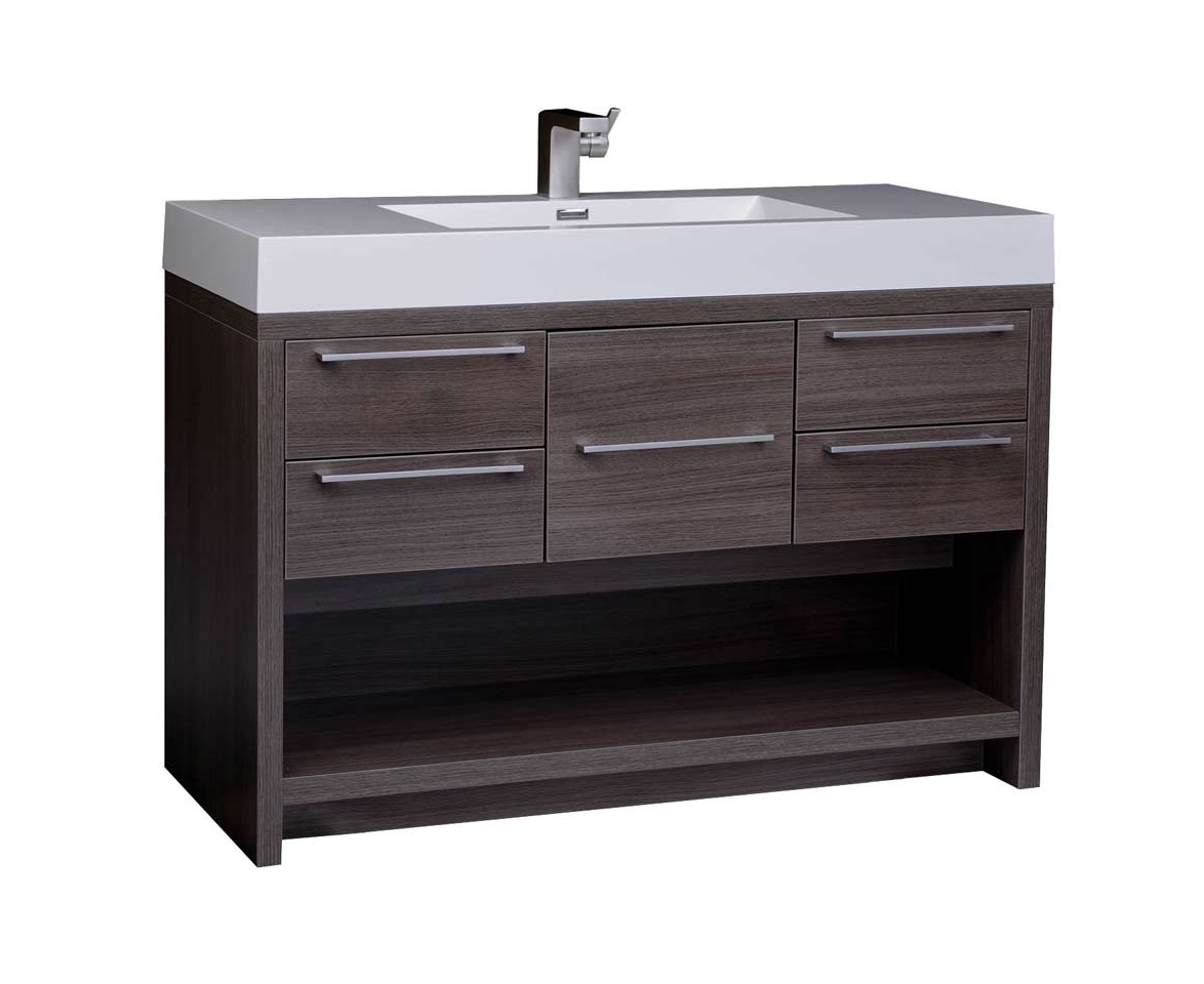 47" Modern Wall-Mount Bathroom Vanity Set Grey Oak Free Shipping Finish Tn-L1200-Go - Conceptbaths.com