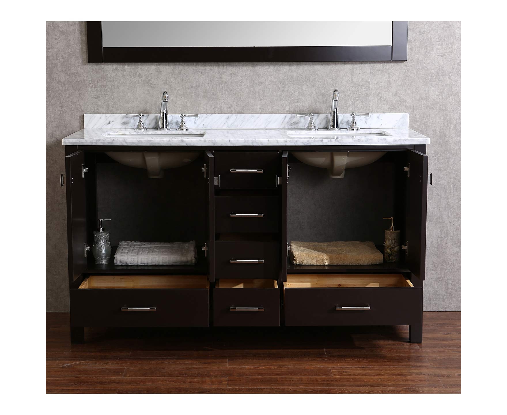 Buy Vnicent 60 Solid Wood Double Bathroom Vanity In Espresso Hm 13001 60 Wmsq Esp 2060