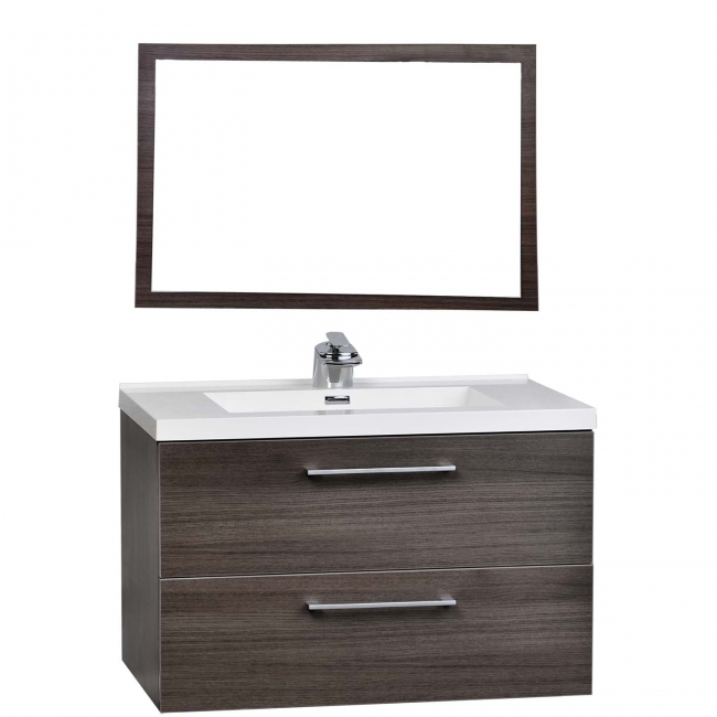 33.5" Wall-Mount Contemporary Bathroom Vanity Set Grey OakTN-TA860-GO
