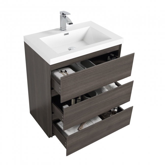 Buy Edison 29.5 Inch Single Bathroom Vanity Set in Grey Oak TN-ED750-GO   - Conceptbaths.com