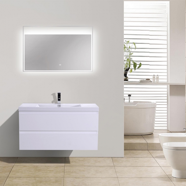 Angela 41.9" Wall-Mount Bathroom Vanity High Gloss White TN-AG1065-1-HGW