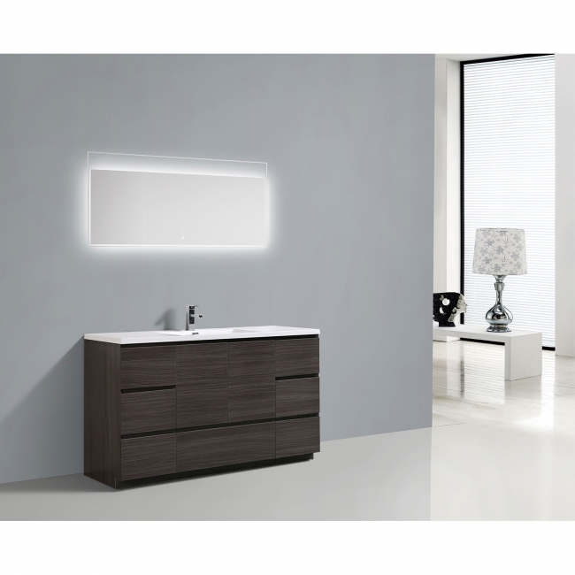 Buy CBI Edison 59 Inch Single Modern Bathroom Vanity Char Oak TN-ED1500S-CO on www.conceptbaths.com, FREE SHIPPING