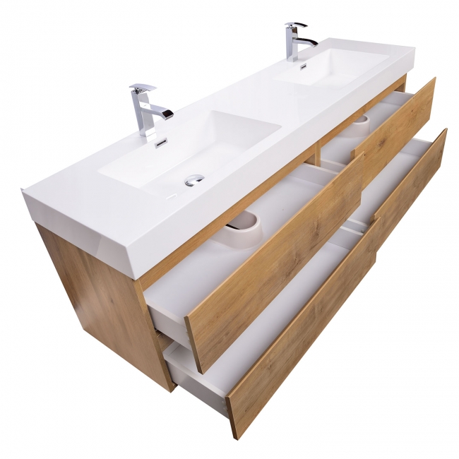 Buy Angela 71 Inch Contemporary Double Wall Mounted Natural Oak TN-AG1810-NO on ConceptBaths.com , FREE SHIPPING