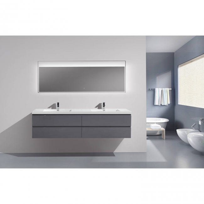 Angela 83.4" Contemporary Double Wall Mounted High Gloss Charcoal Grey TN-AG2120-1-HGCG