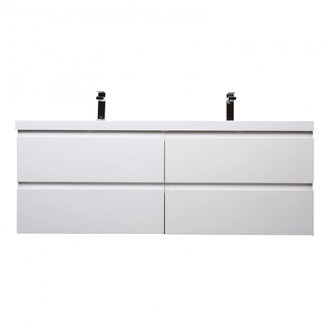 Angela 48" Contemporary Double Wall Mounted Bathroom Vanity, Gloss WhiteAngela 48" Contemporary Double Wall Mounted Bathroom Vanity, Gloss White