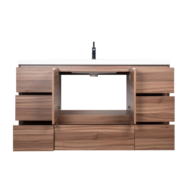 CBI Edison 60 Inch Single Modern Bathroom Vanity Walnut TN-ED1500S-WN