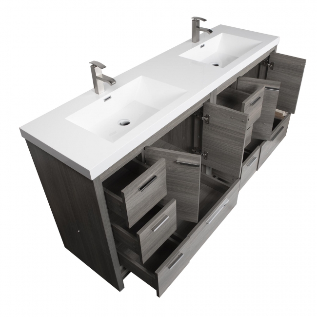 Enna 72" Free Standing Bath Vanity with Double Sink, Maple Grey TN-LA1800-MPG