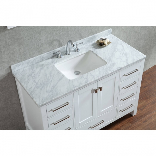 Buy Vincent 48 Inch Solid Wood Single Bathroom Vanity in White HM-13001 ...