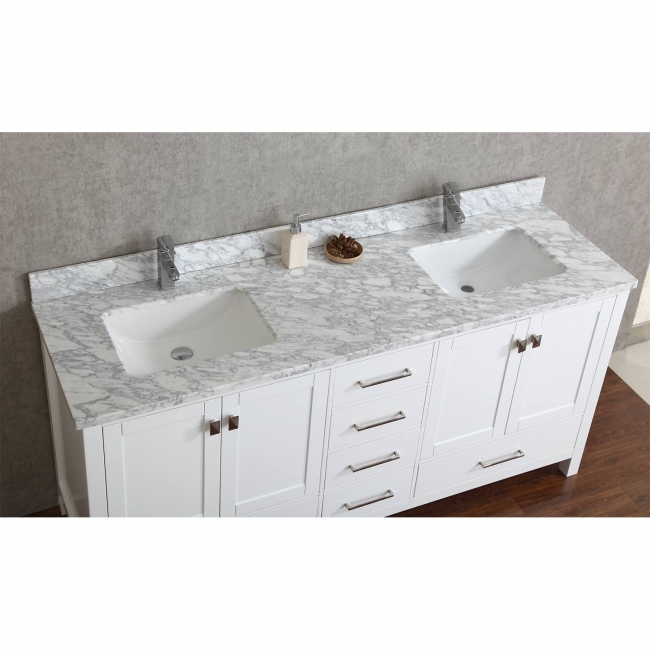 Buy Vincent 72 Inch Solid Wood Double Bathroom Vanity in White HM-13001 ...
