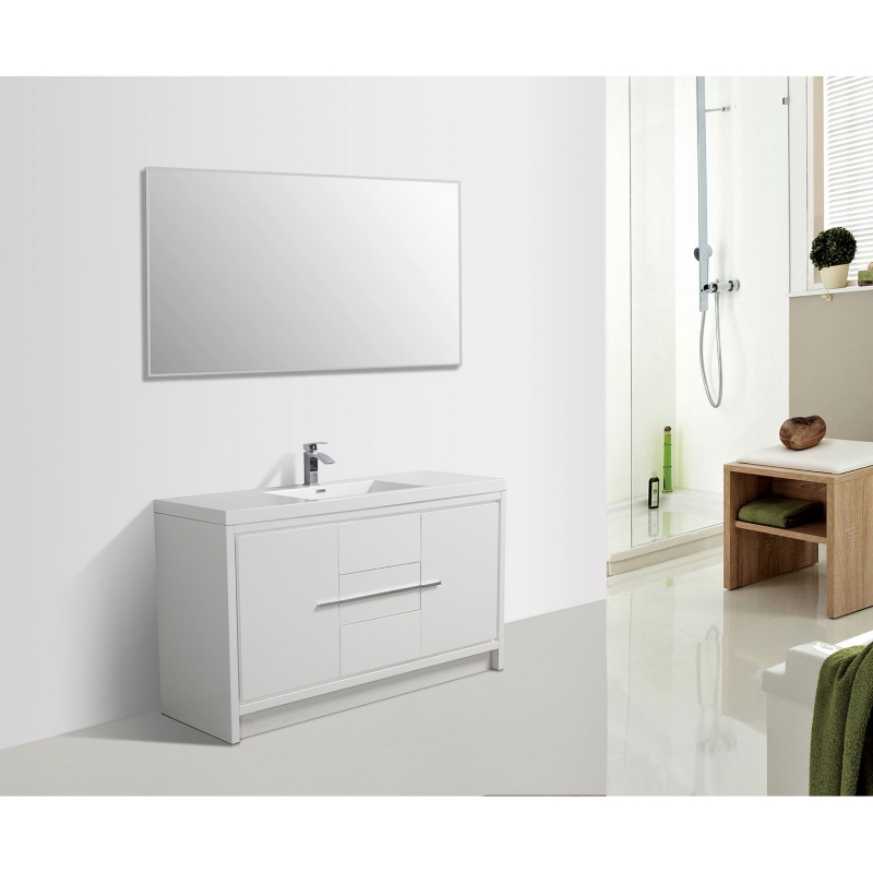 Buy CBI Enna 59 Inch Single Modern Bathroom Vanity in High Gloss White ...